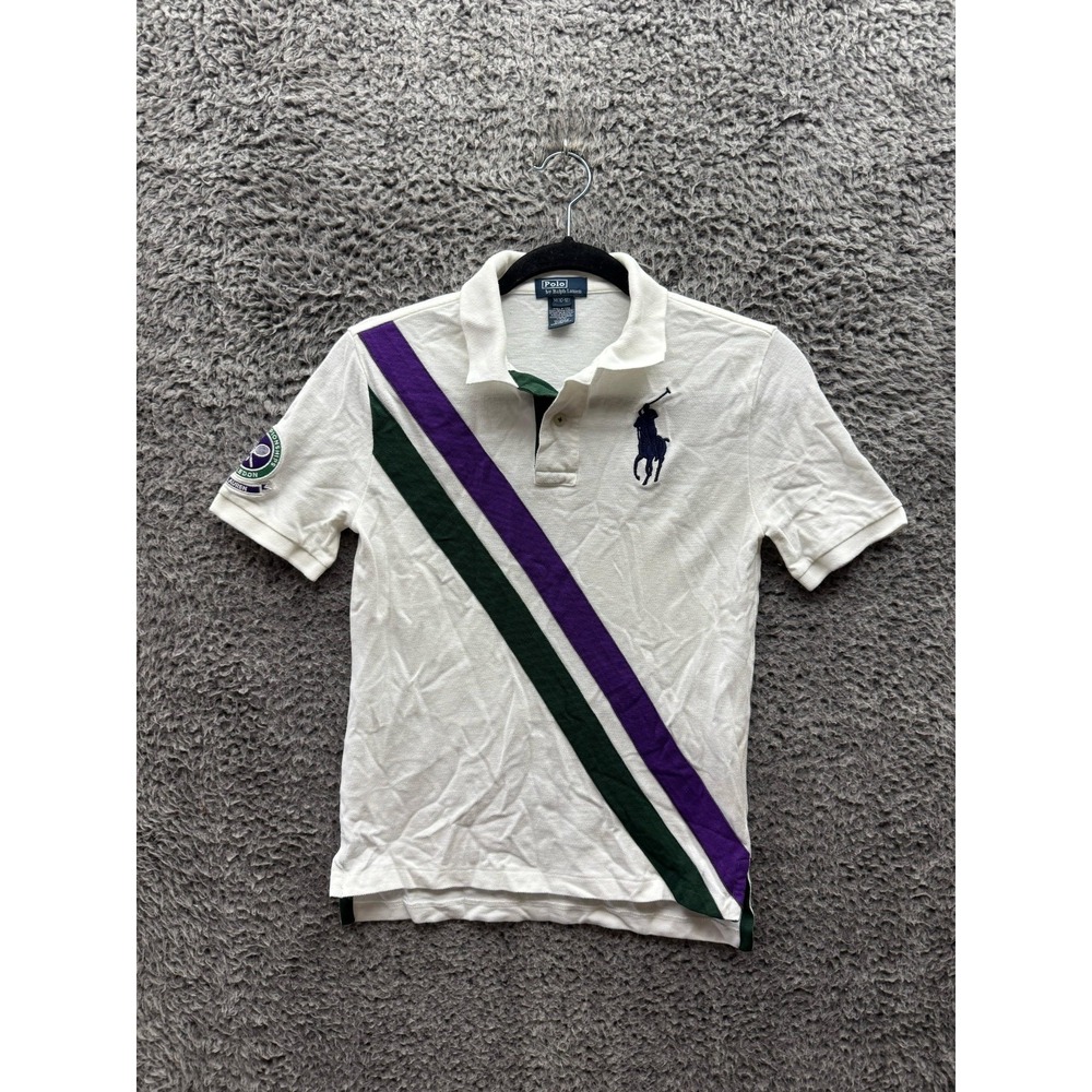 Polo Ralph Lauren Wimbledon Embroidered Polo‎ Shirt White Kids Size M (10-12)